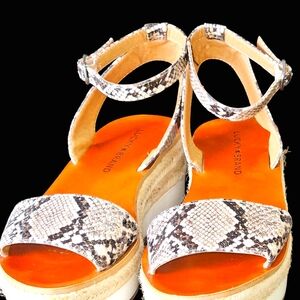 Lucky Brand Brown Snake Print Platform Sandals with 2.5"  Sole W 8